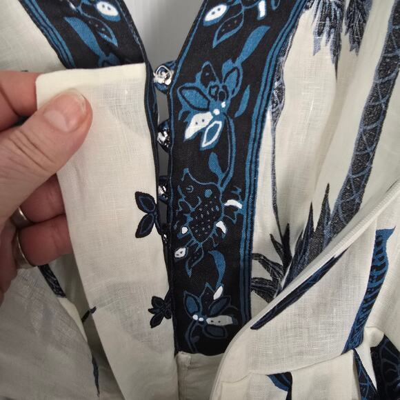 Banana Republic Linen Balloon Sleeve Mini Dress Butterfly Print Multi 12 NWOT - Picture 9 of 14